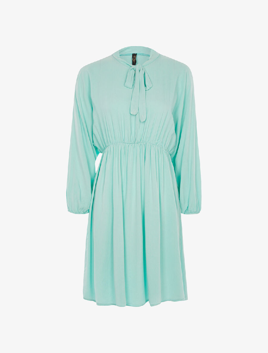 Robe cintrée col à nouer - turquoise - 1