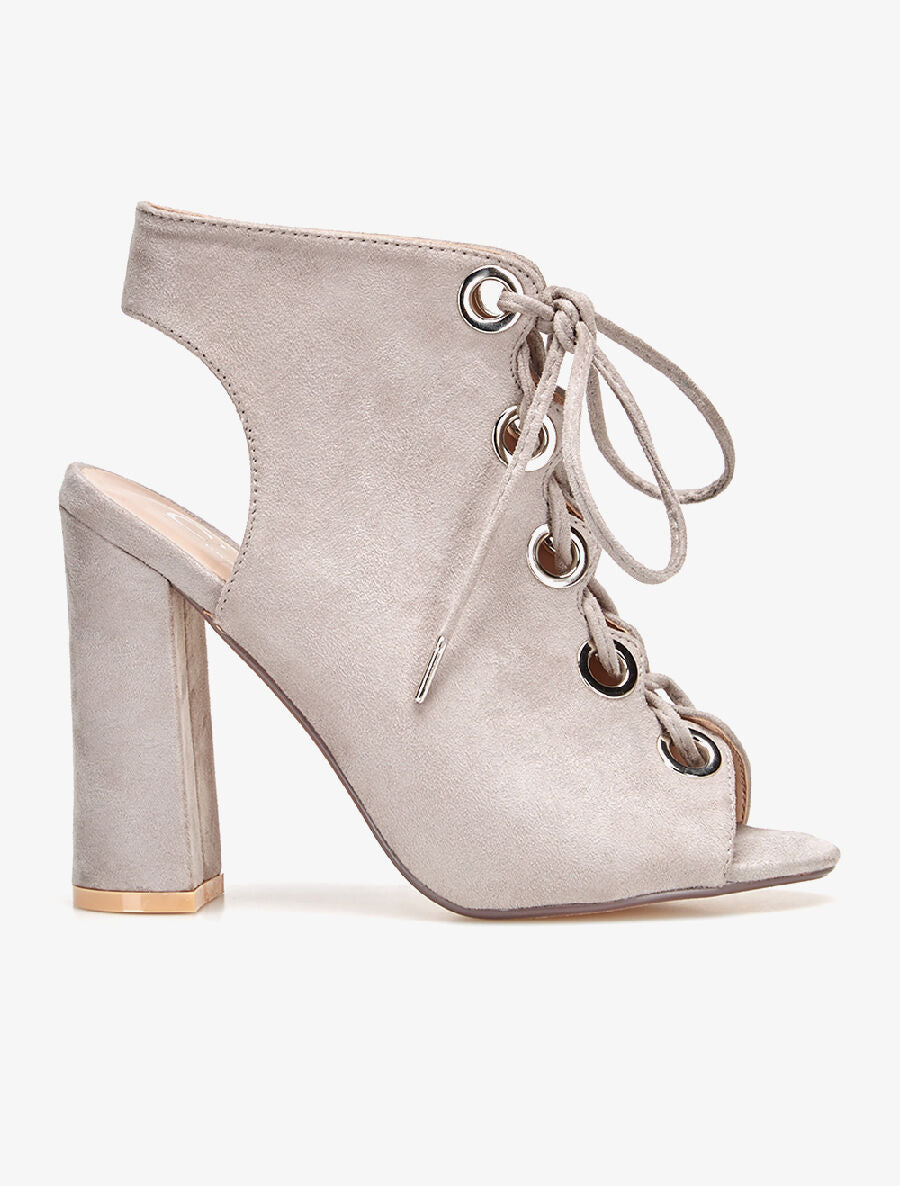 Peep-toes hautes à oeillets - gris - 1