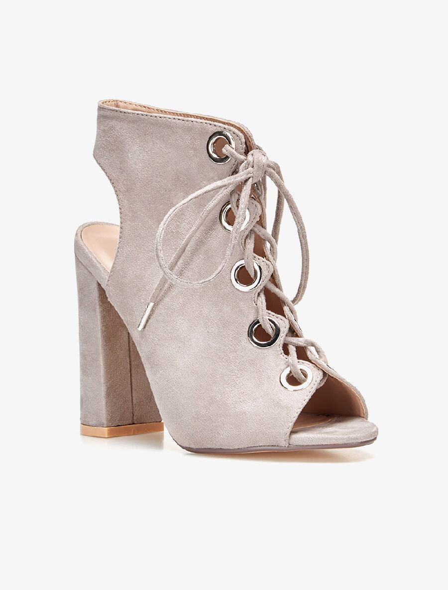 Peep-toes hautes à oeillets - gris - 2
