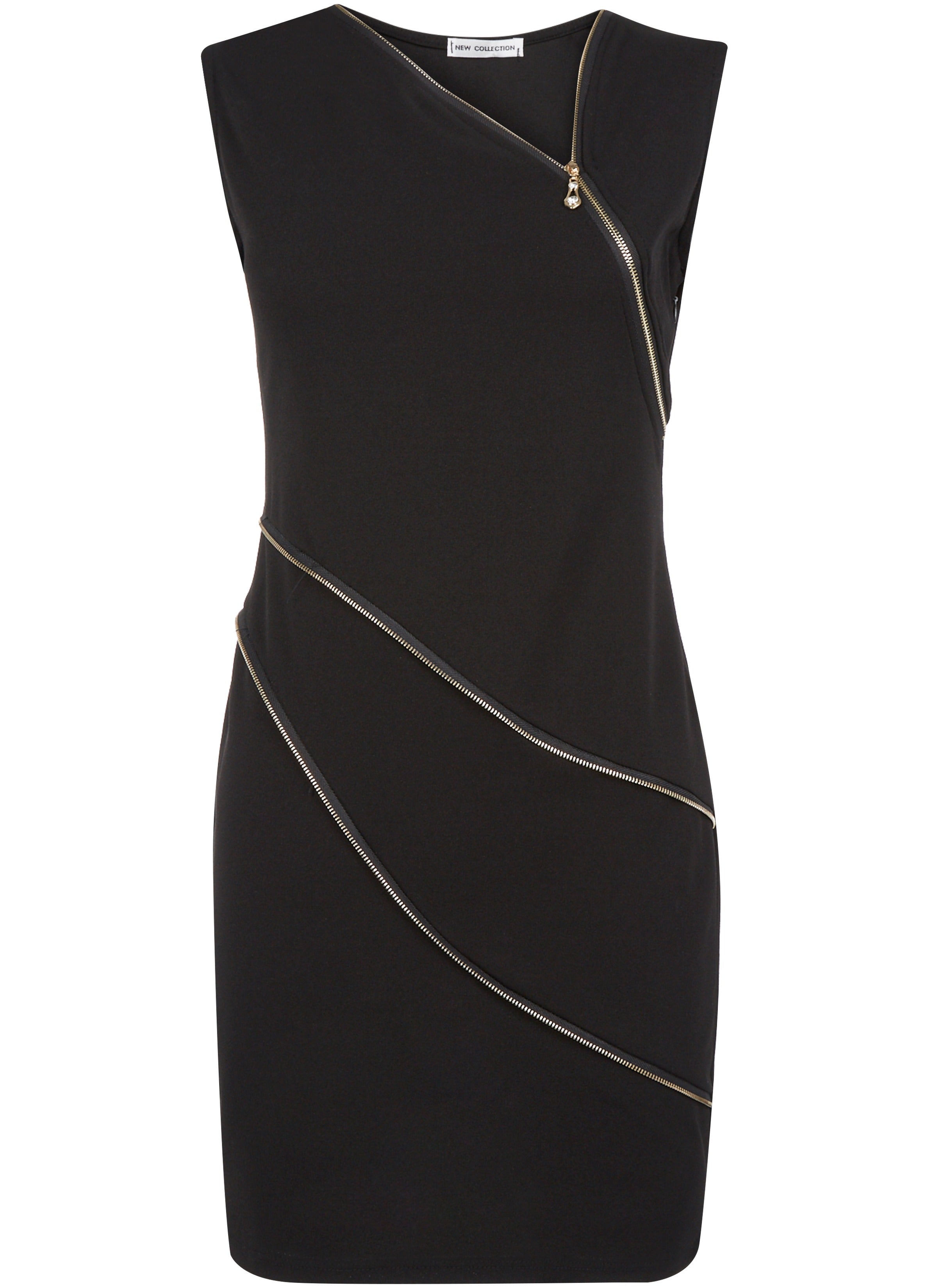 Robe à zips en biais - Noir - 1