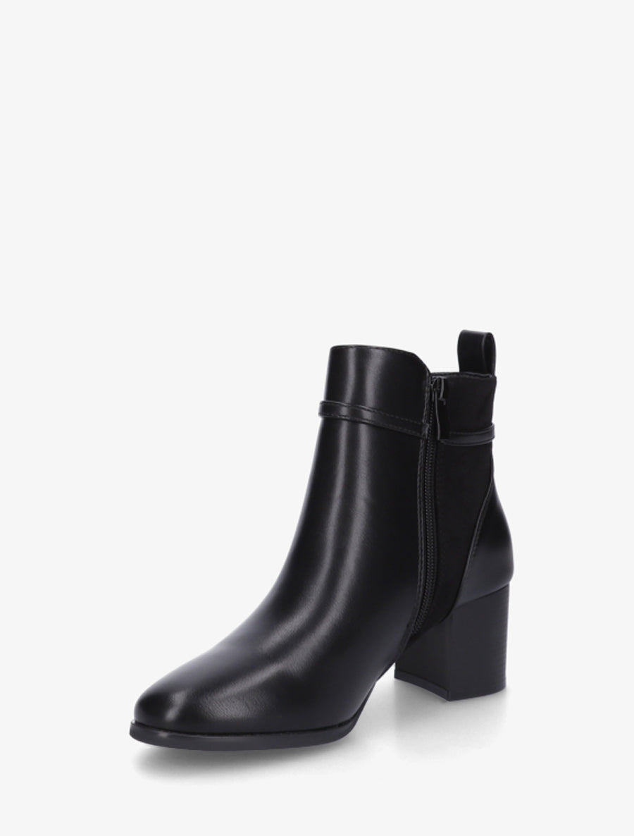 Bottines bimatière avec sangles - Noir - 3