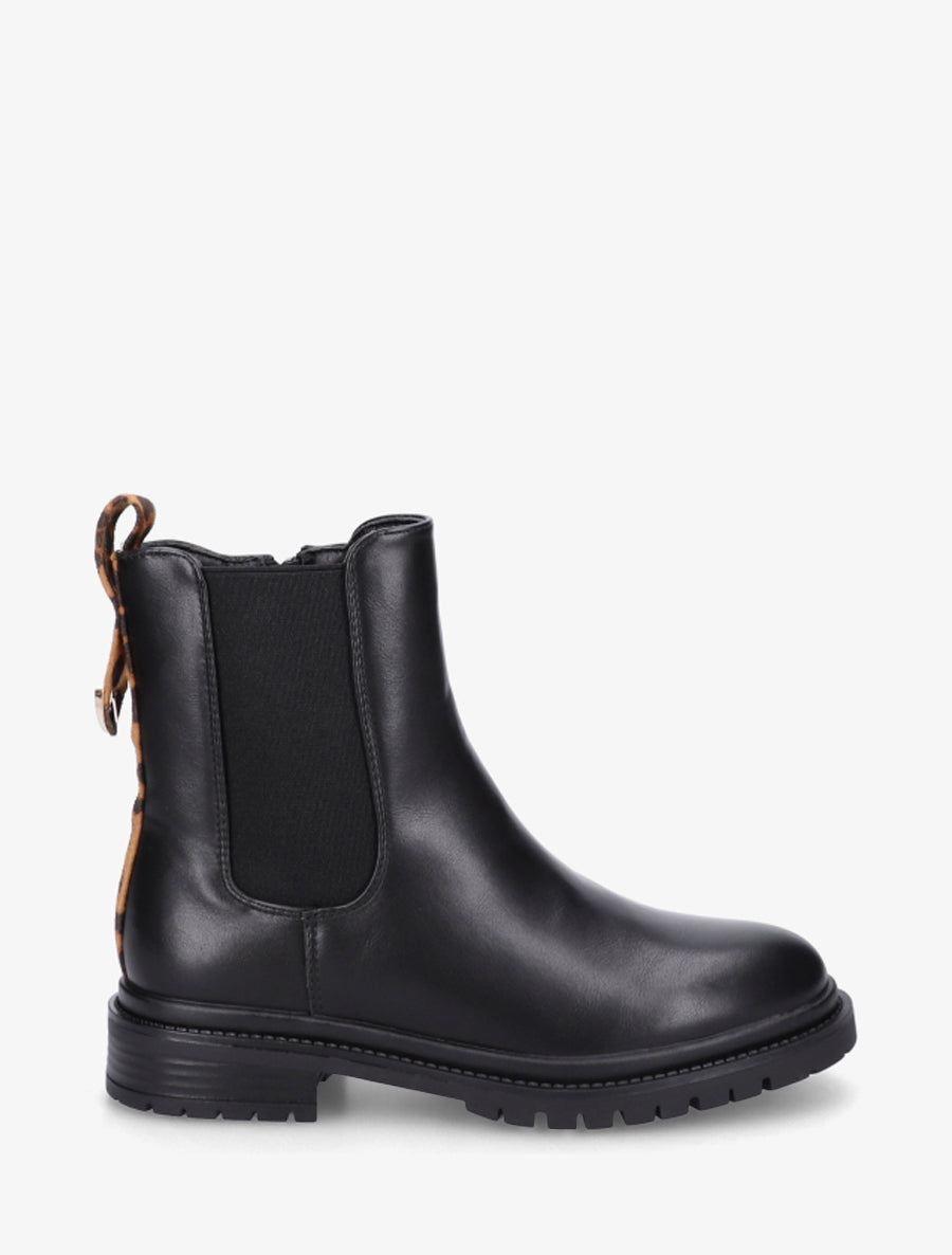 Chelsea boots à contrefort stylisé - Noir/léopard - 1