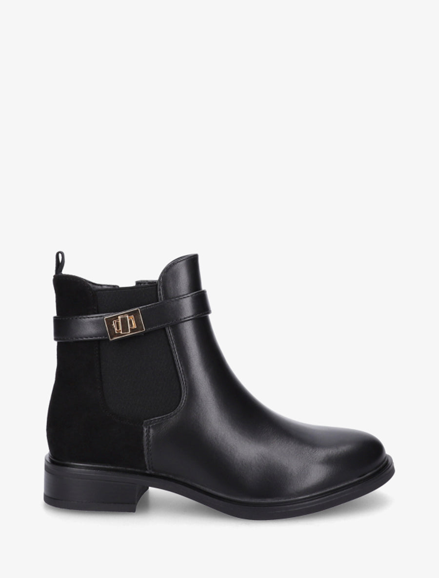 Bottines unies à contrefort en suédine - Noir - 1