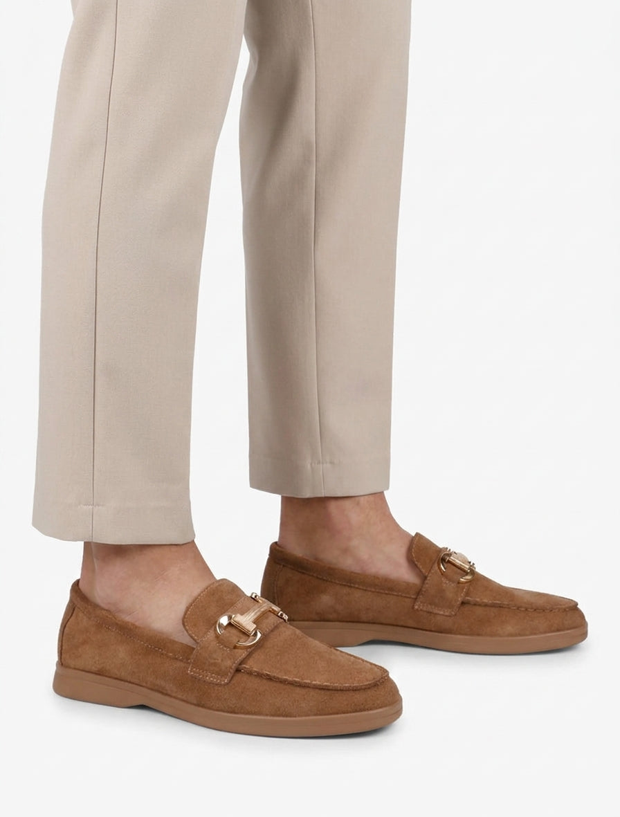 Mocassins unis en suédine - Camel