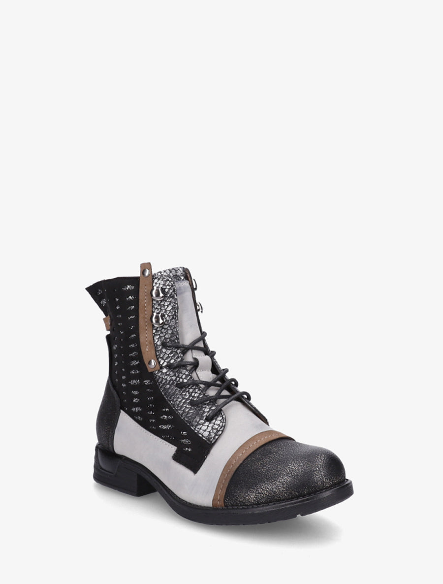 Bottines lacées irisées à perforations - Noir - 2
