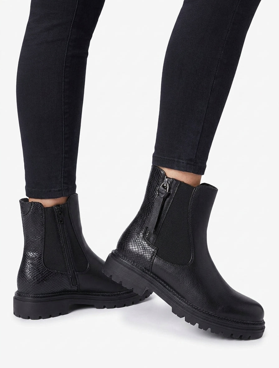 Bottines élastiquées à zip décoratif - Noir