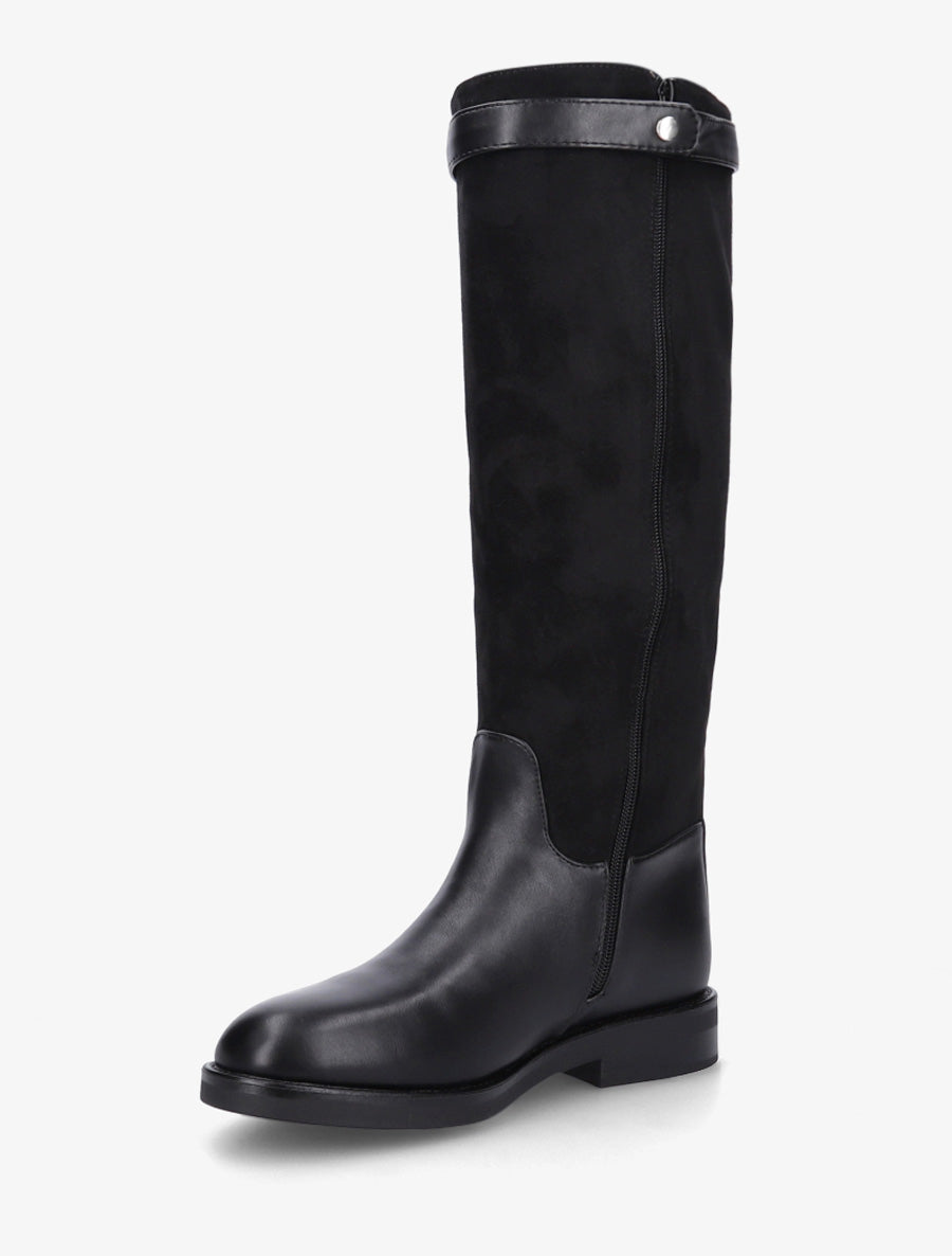 Bottes en suédine et simili - Noir - 3