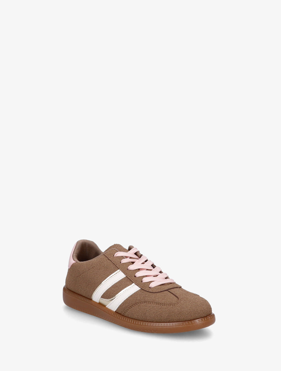 Sneakers effet nubuck à bandes contrastantes - Taupe - 2