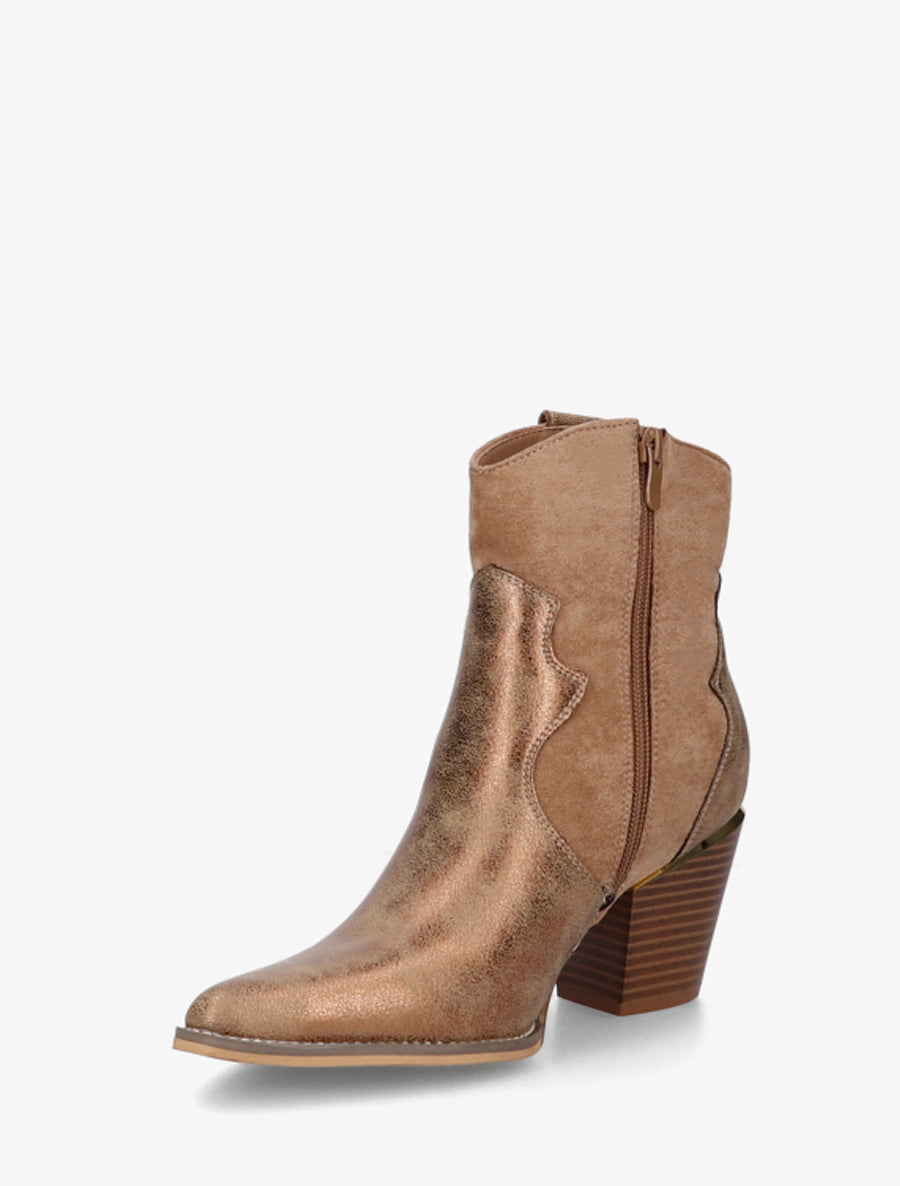 Bottines nacrées style santiag - Camel - 3