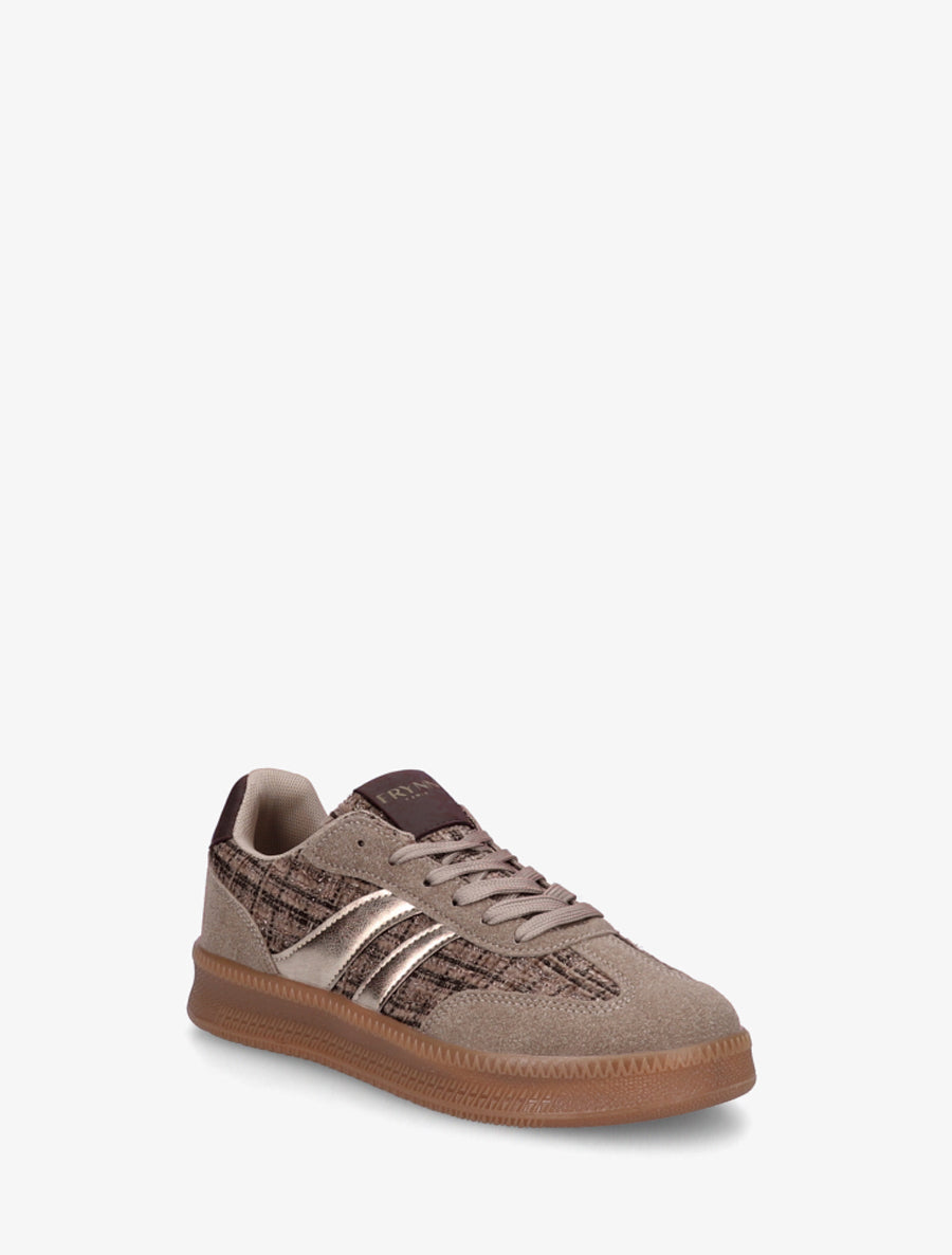 Sneakers à quartier effet tweed - Taupe - 2