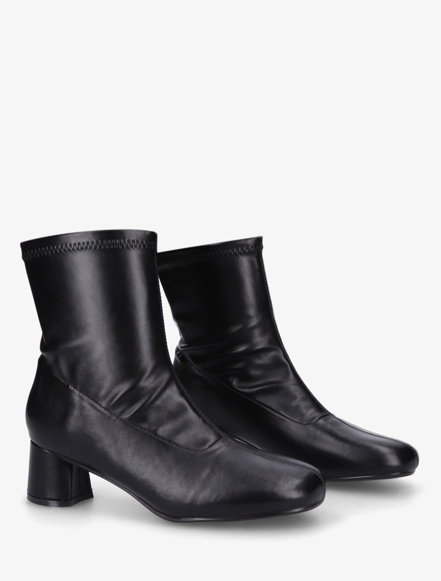 Bottines simili style chaussette - Noir - 4