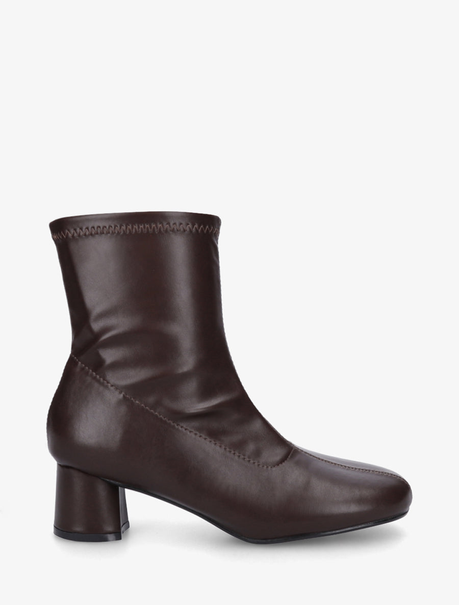 Bottines simili style chaussette - Marron - 1
