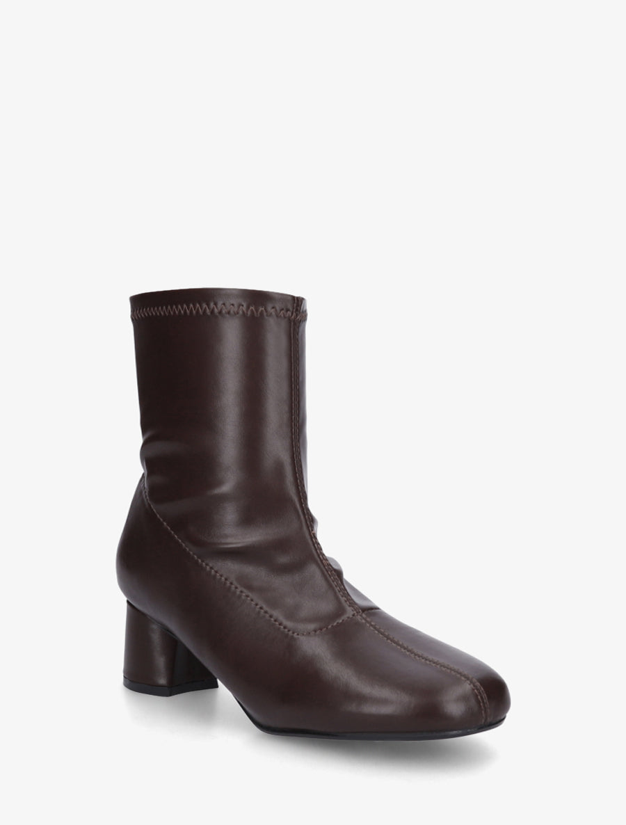 Bottines simili style chaussette - Marron - 2