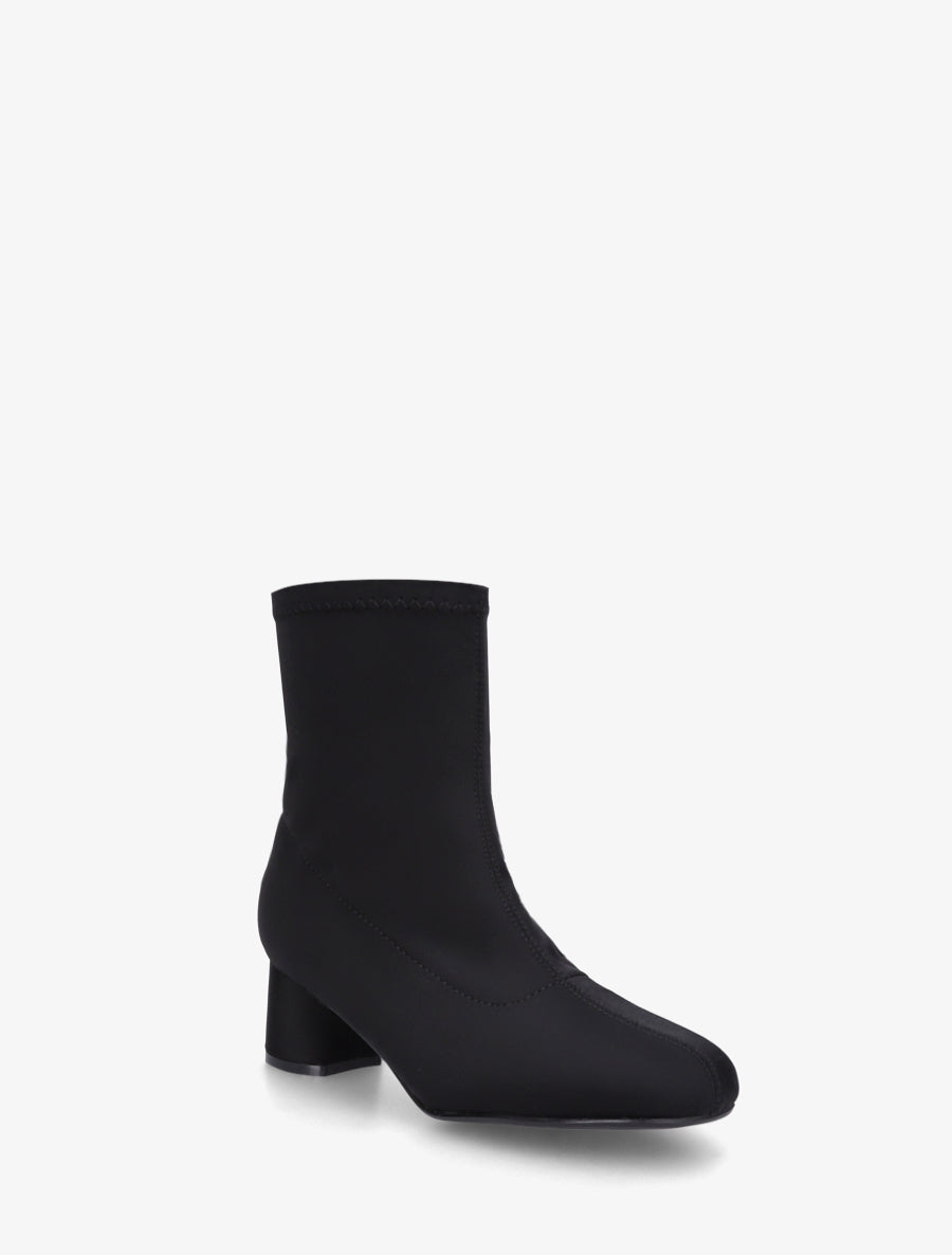 Bottines en tissu effet satiné style chaussette - Noir - 2