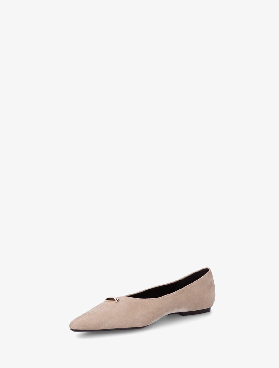 Ballerines bouts pointus en suédine - Beige - 3