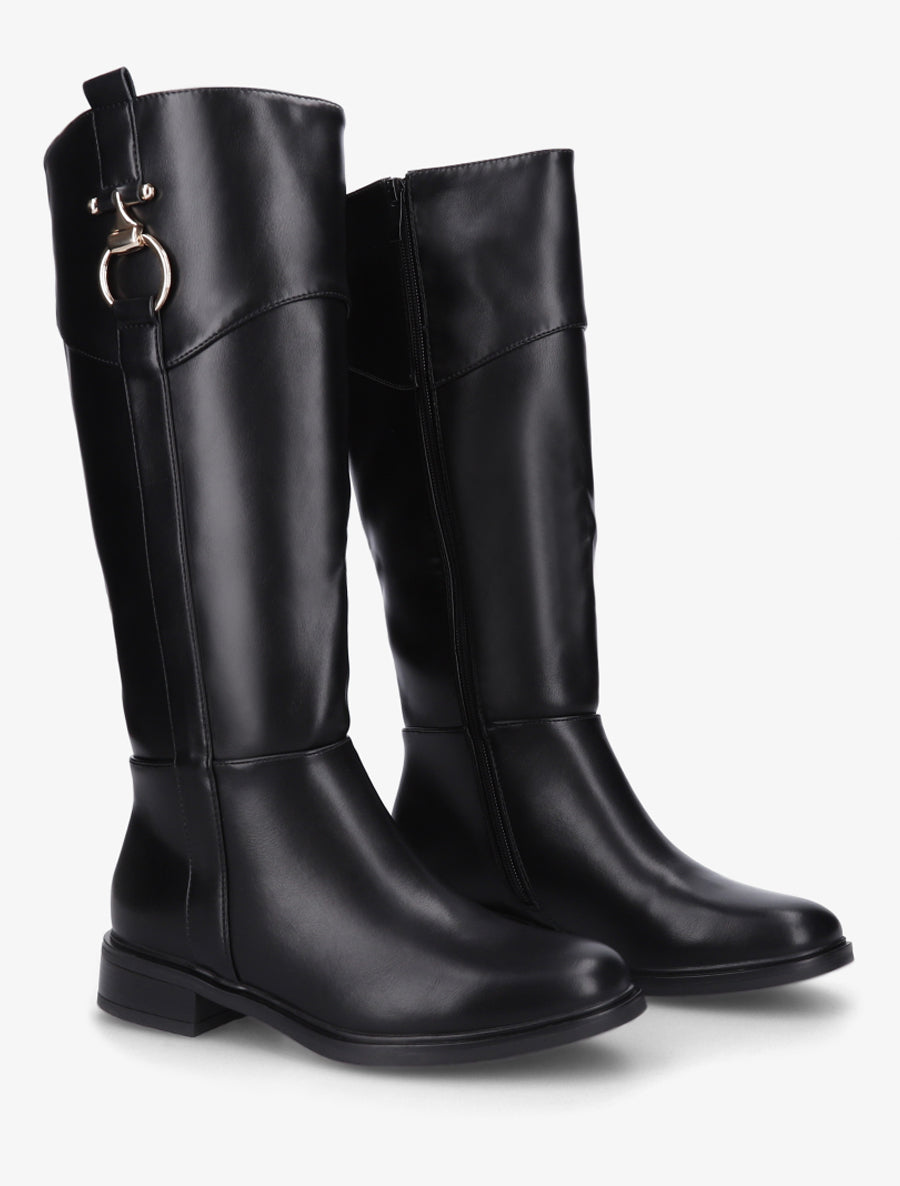 Bottes en simili à empiècement métal - Noir - 4