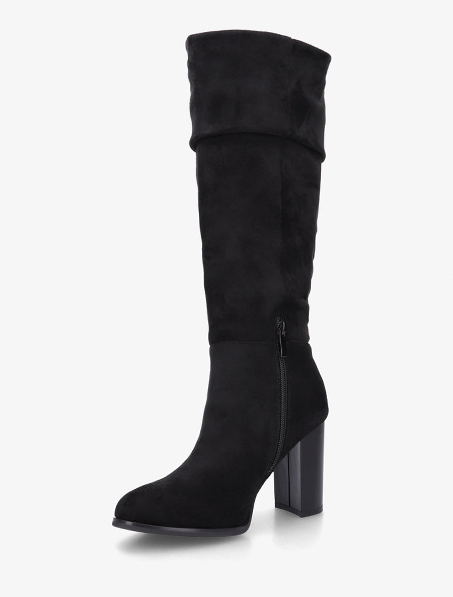 Bottes plissées en suédine - Noir - 3