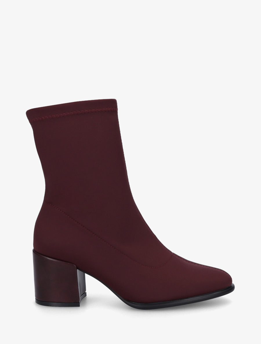Bottines unies style chaussette à fermeture éclair - Bordeaux - 1