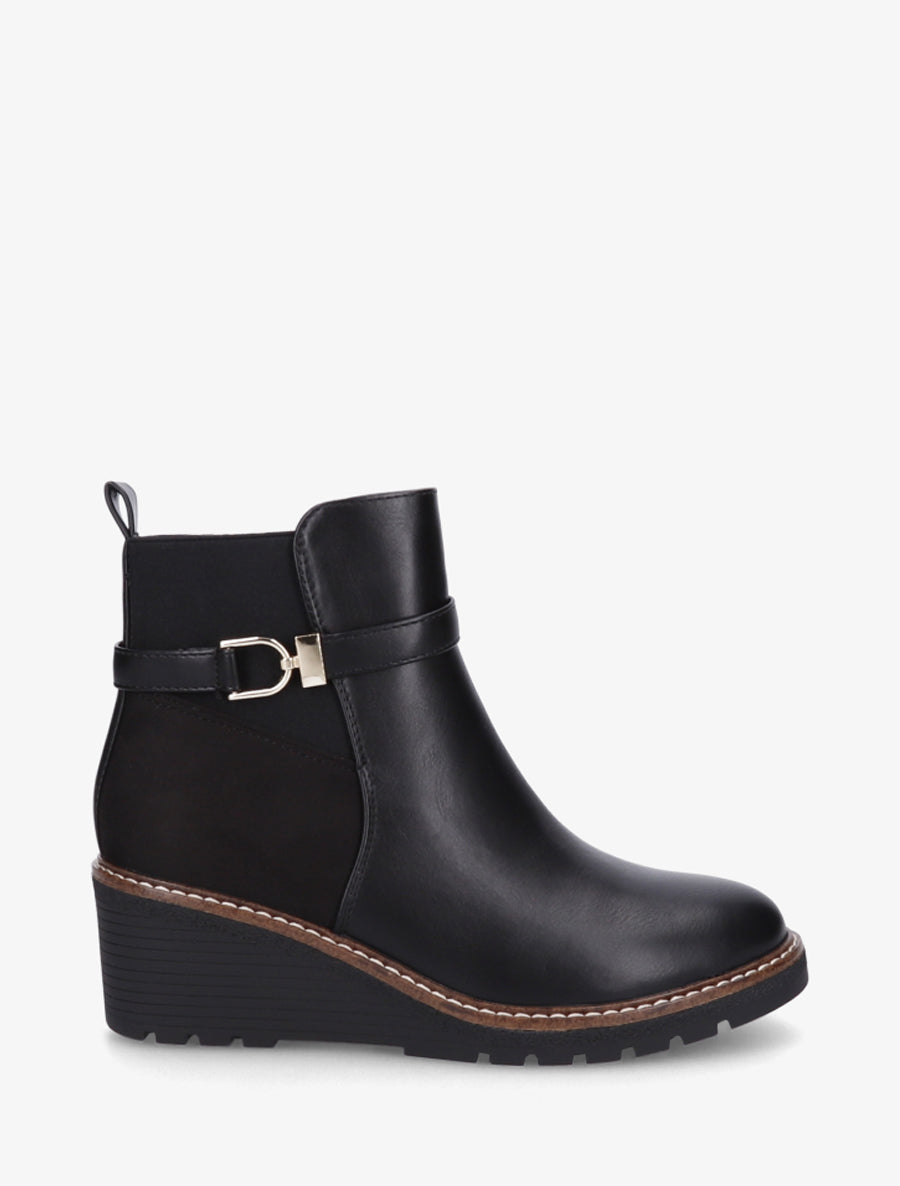 Bottines bi-matière compensées - Noir - 1
