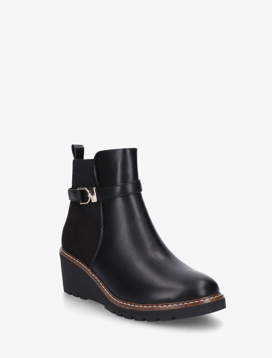 Bottines bi-matière compensées - Noir - 2