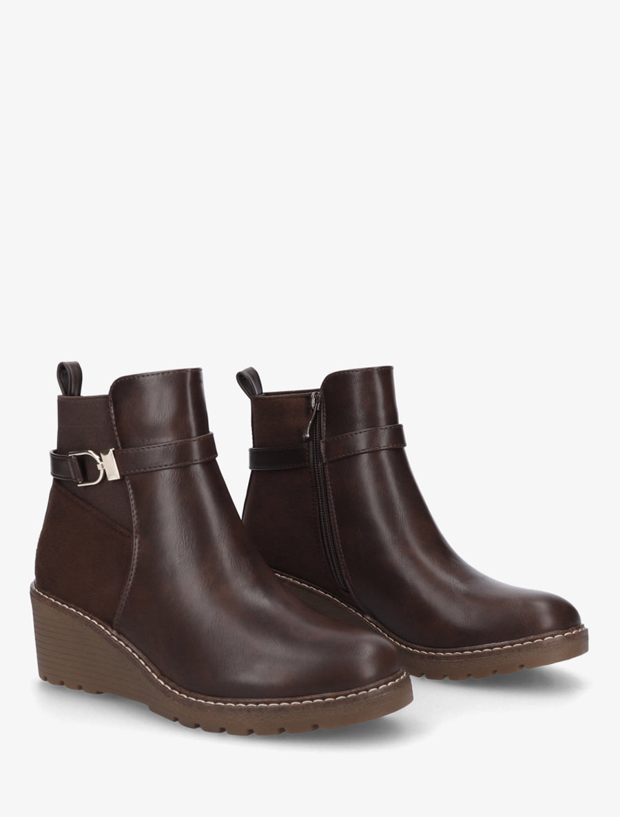 Bottines bi-matière compensées - Marron - 4