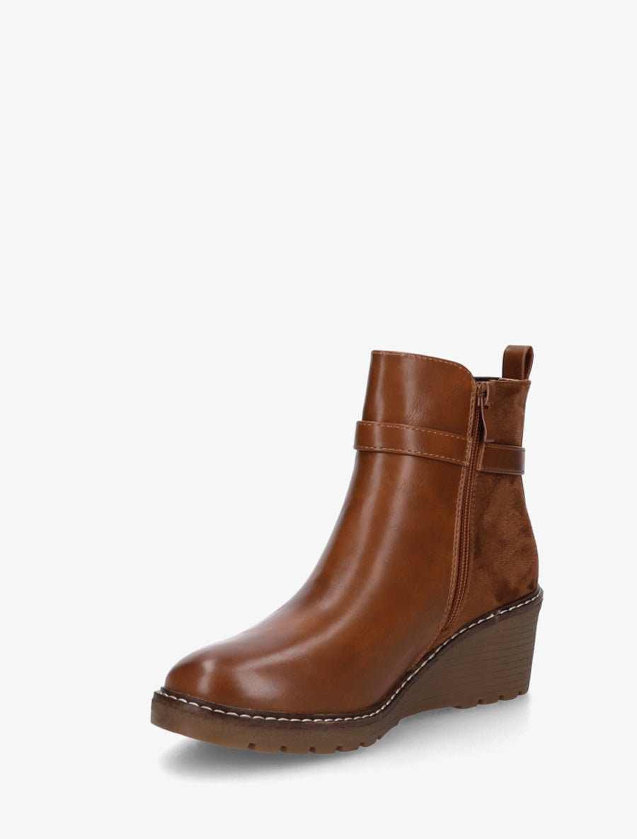 Bottines bi-matière compensées - Camel - 3
