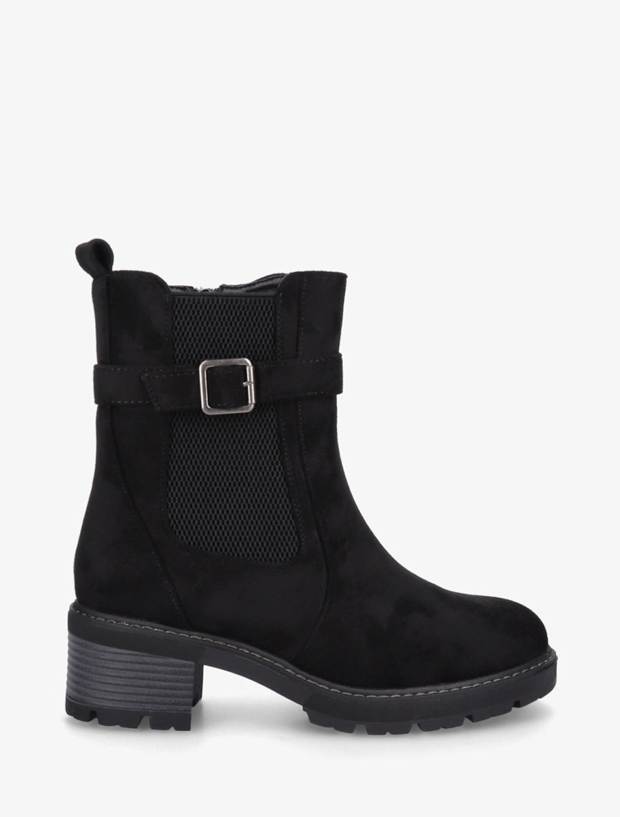 Bottines en suédine à cheville élastiquée - Noir - 1
