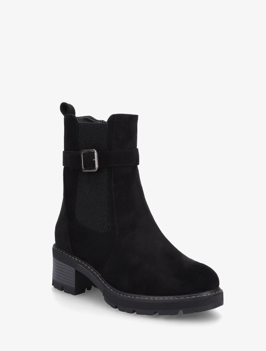 Bottines en suédine à cheville élastiquée - Noir - 2