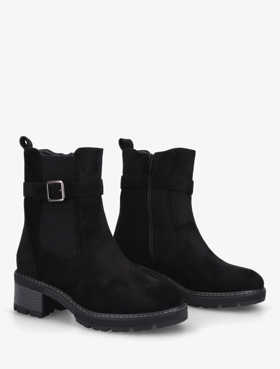Bottines en suédine à cheville élastiquée - Noir - 4