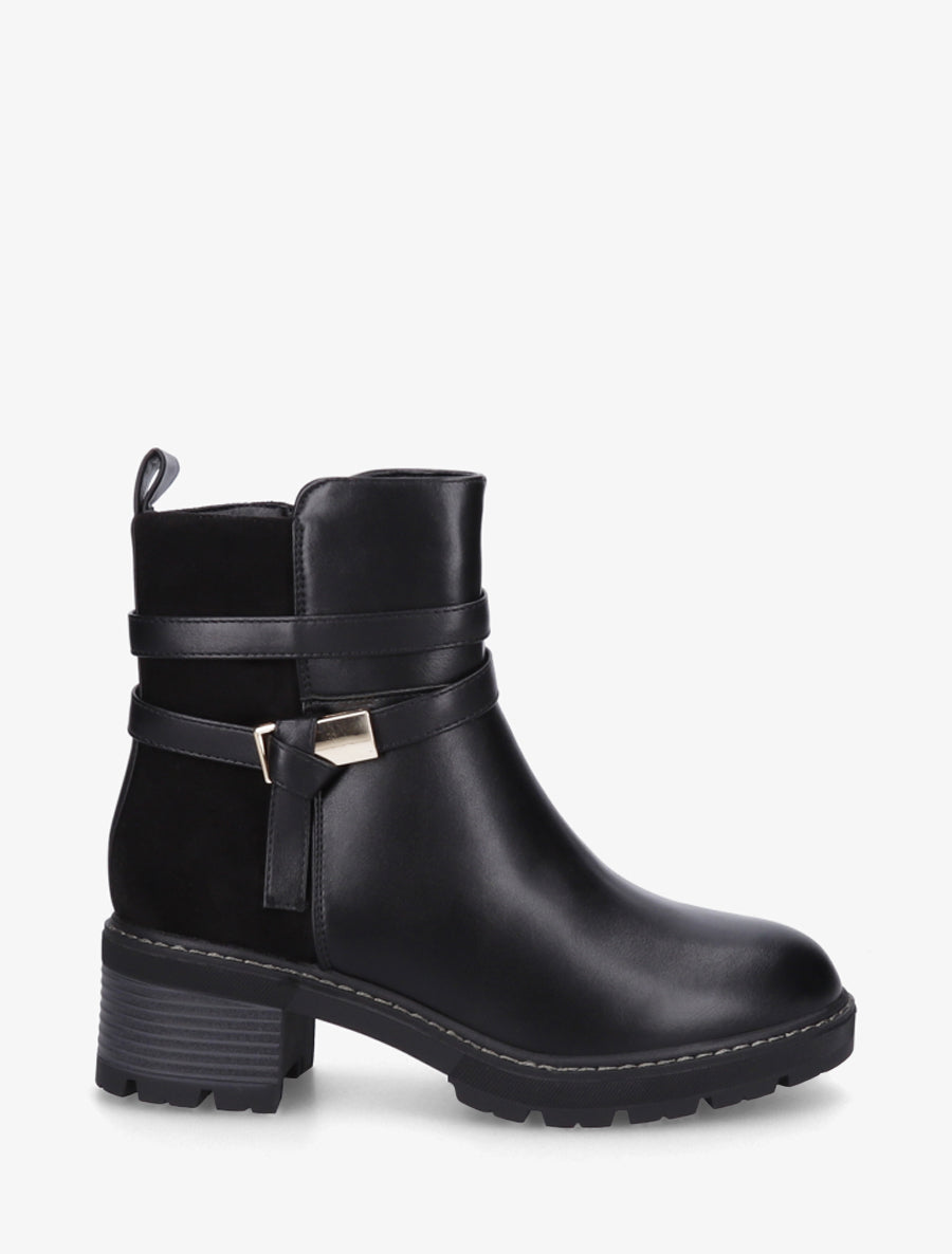 Bottines en simili et suédine - Noir - 1