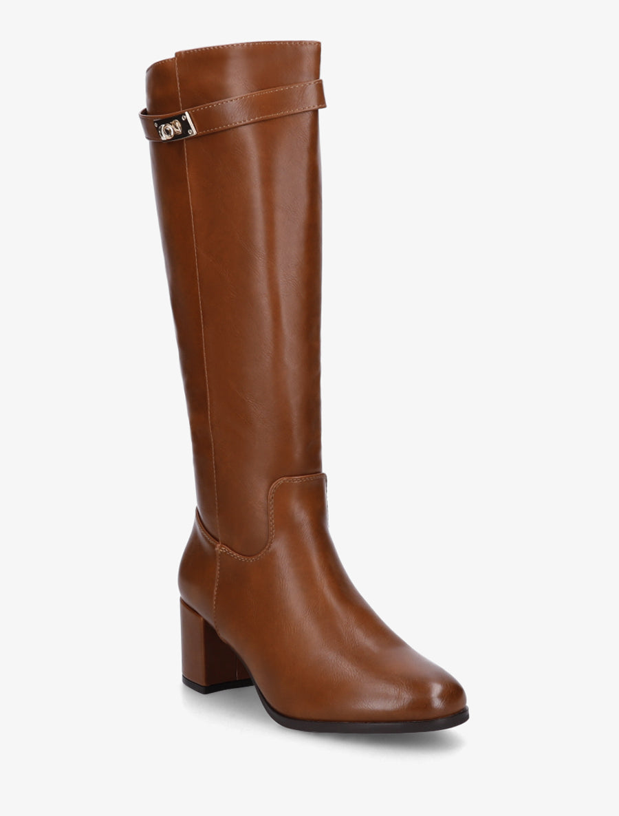 Bottes en simili à talon - Camel - 2