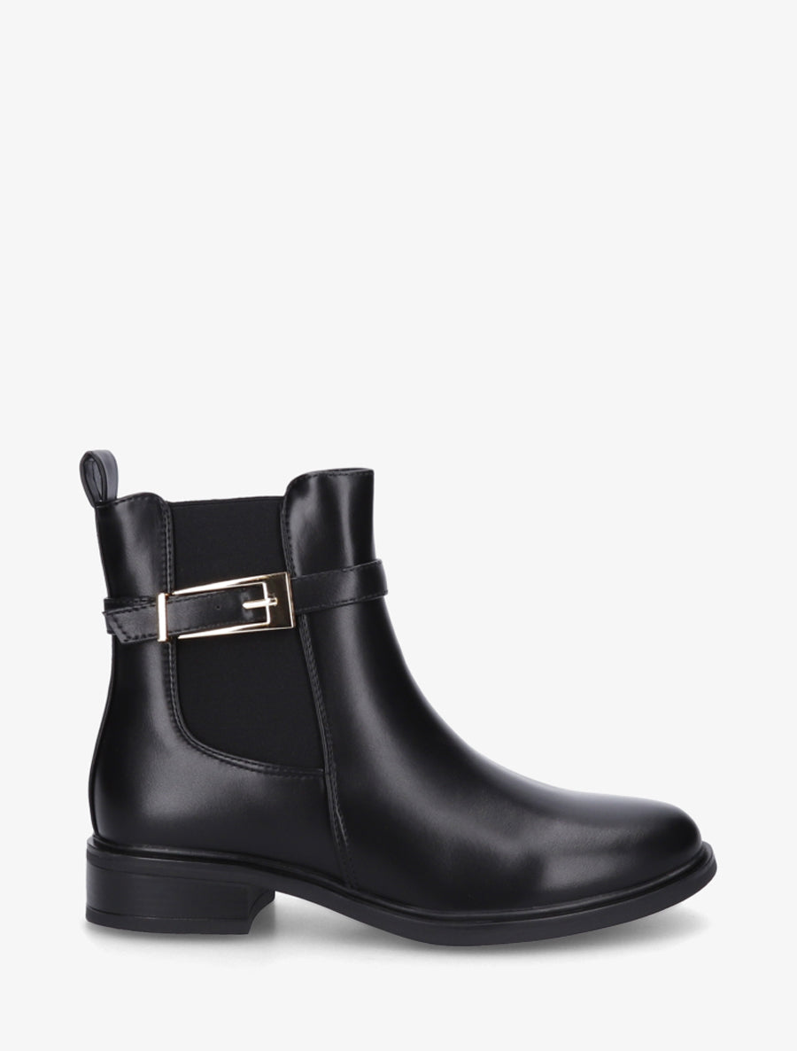 Bottines en simili à cheville élastiquée - Noir - 1