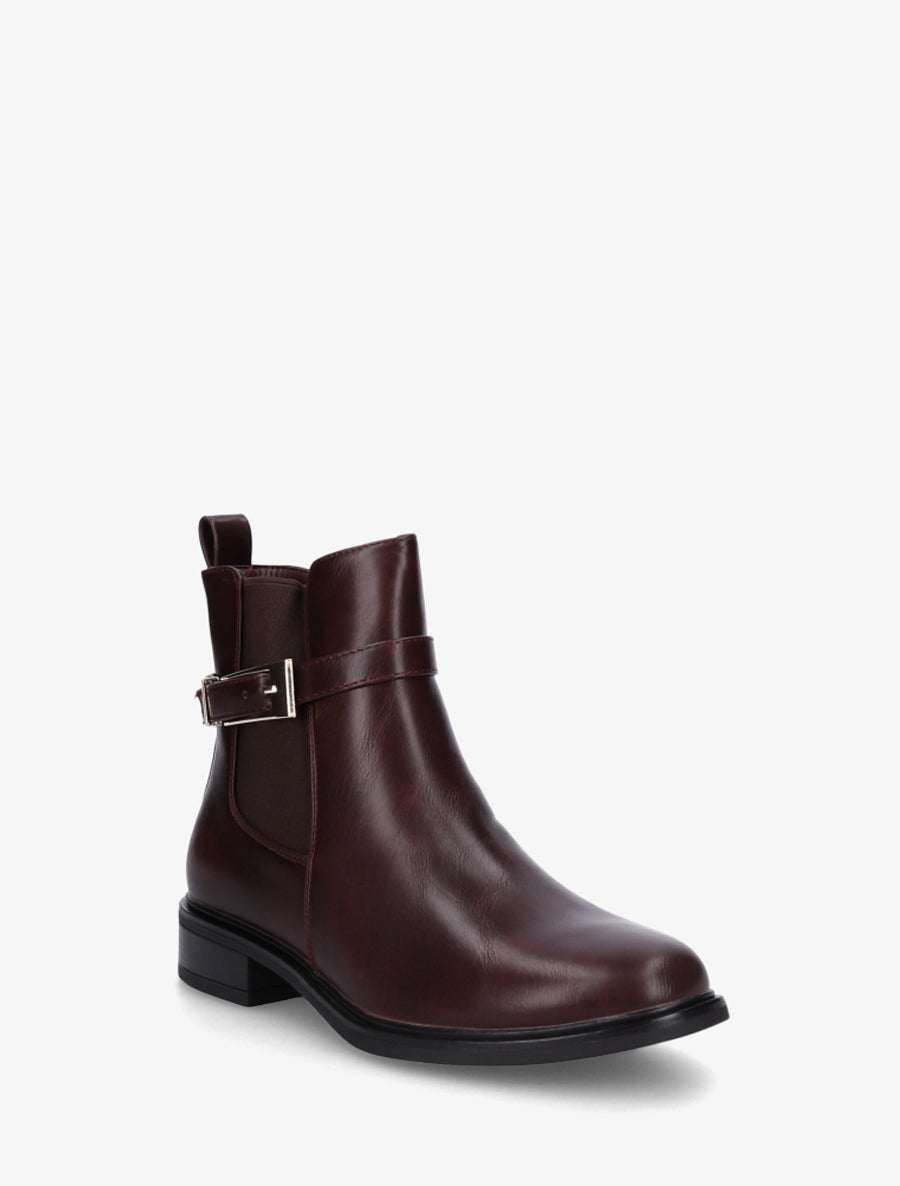 Bottines en simili à cheville élastiquée - Bordeaux - 2