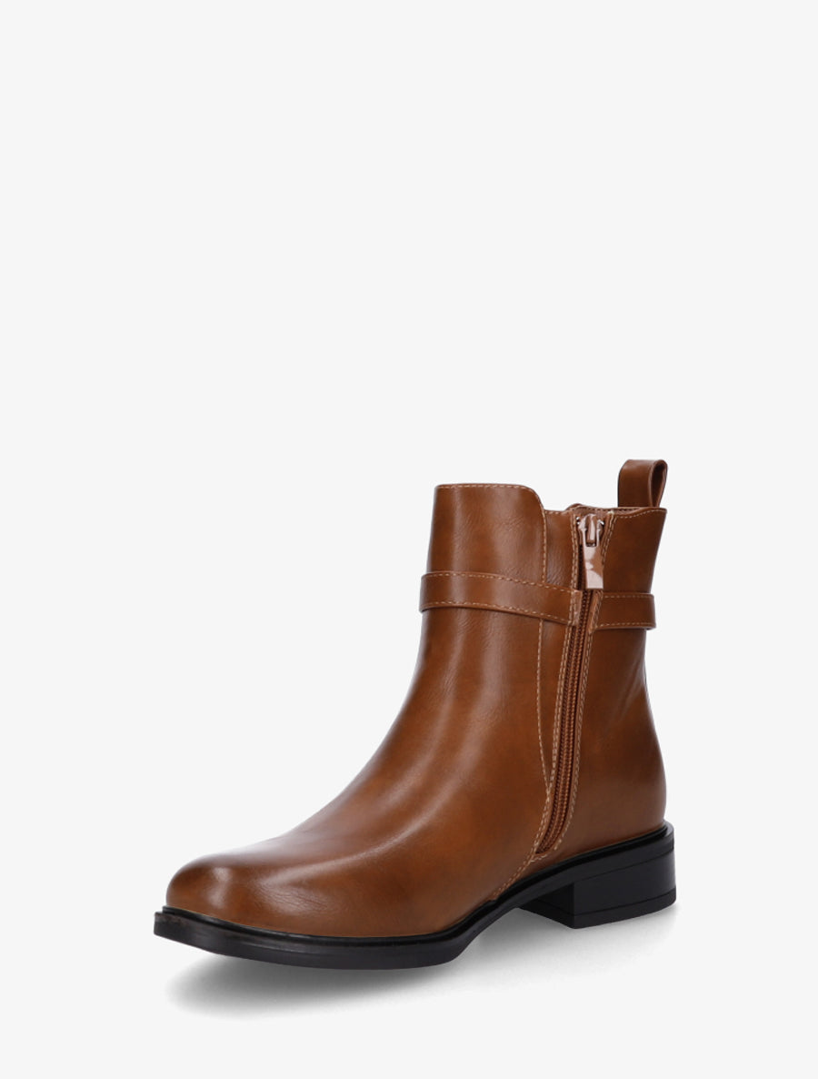 Bottines en simili à cheville élastiquée - Camel - 3