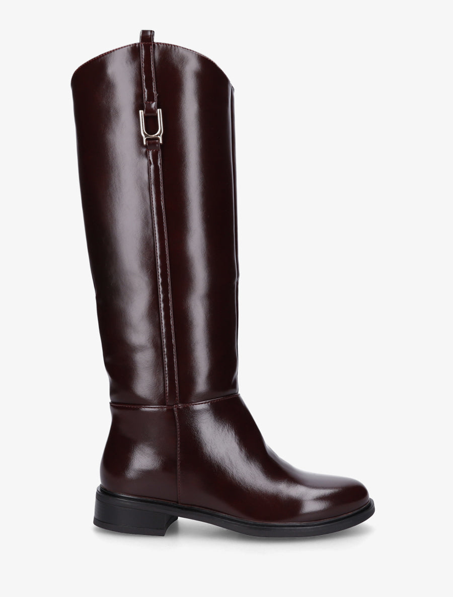 Bottes simili style cavalière - Bordeaux - 1