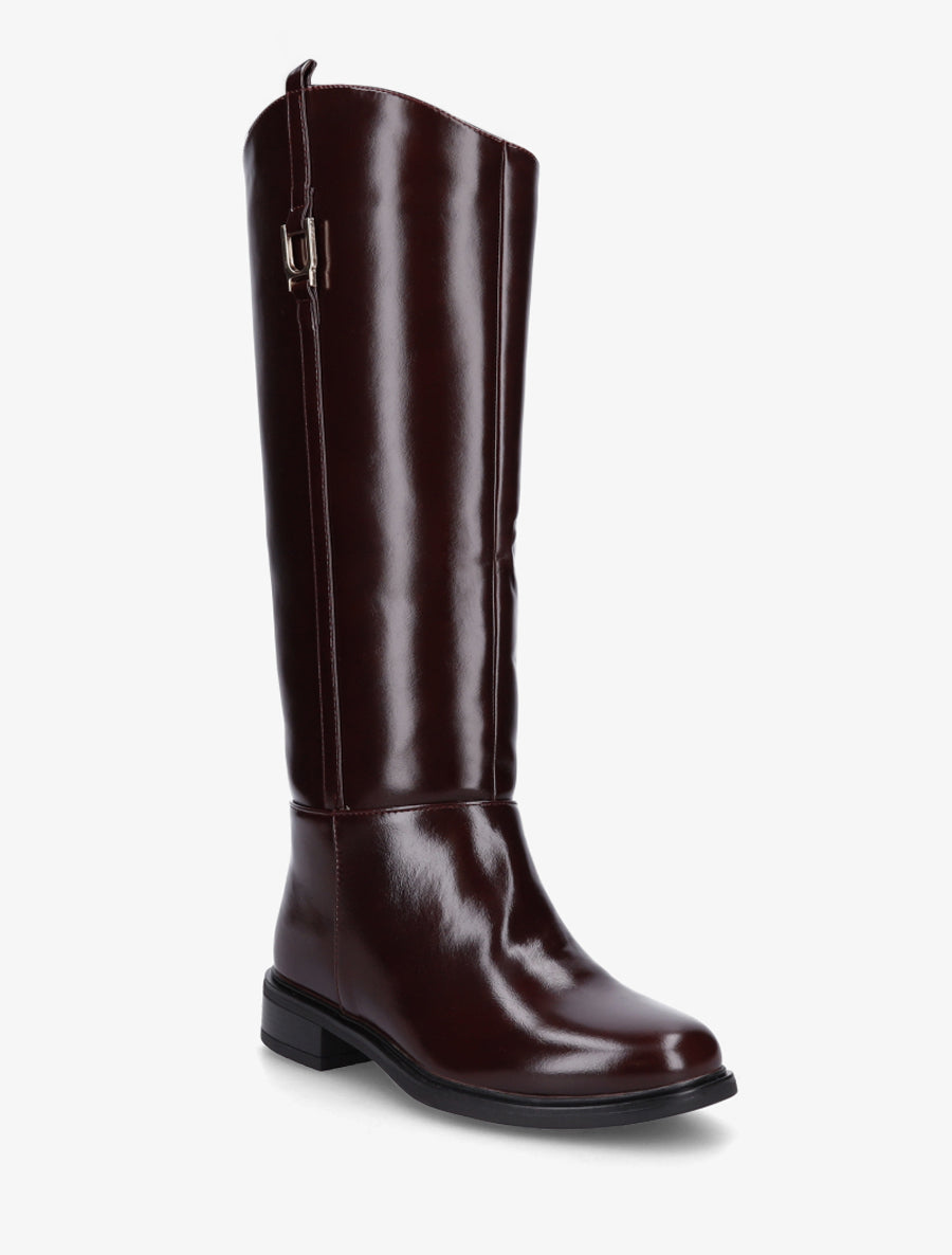 Bottes simili style cavalière - Bordeaux - 2