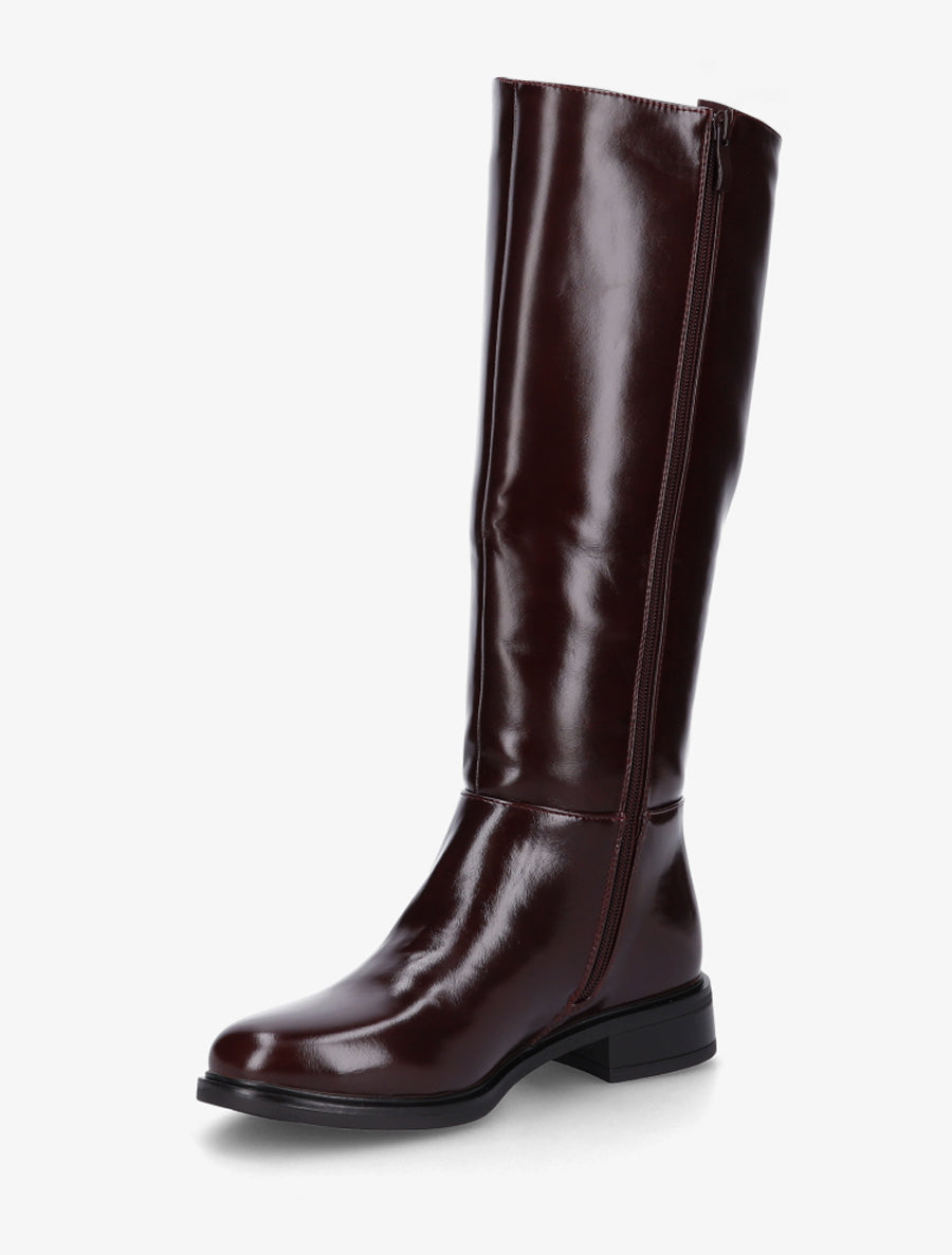 Bottes simili style cavalière - Bordeaux - 3