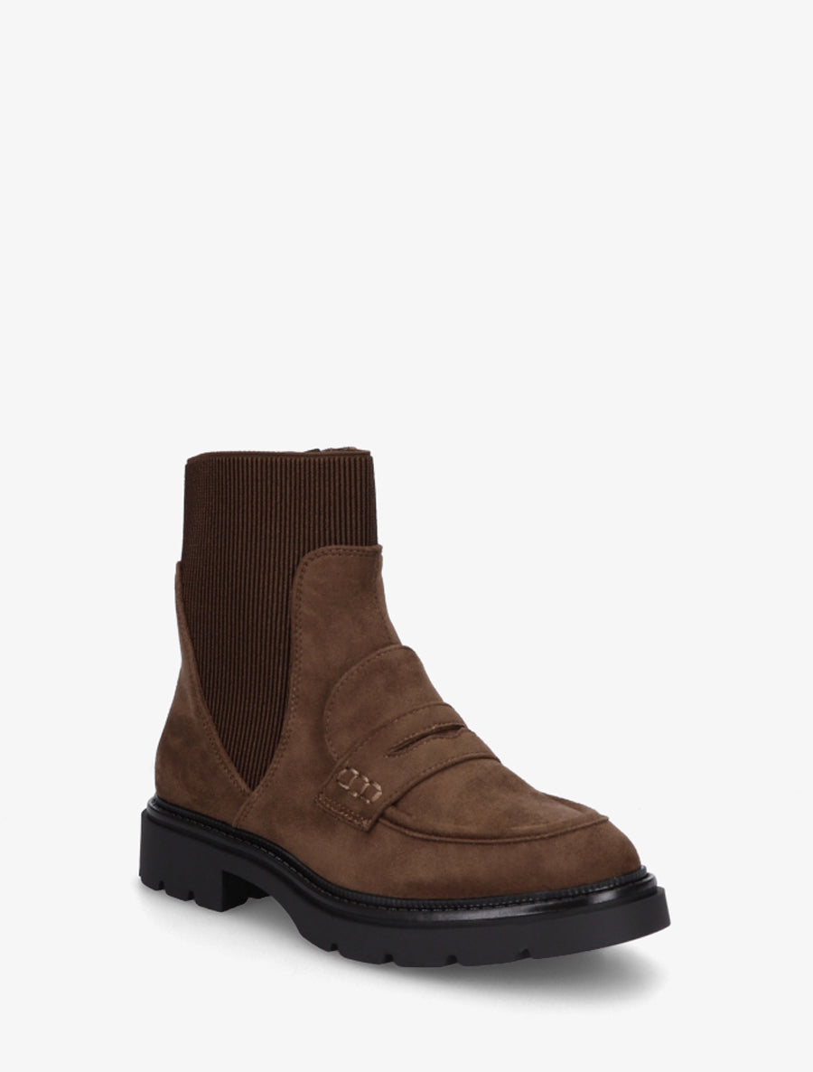 Bottines en suédine style mocassin - Marron - 2