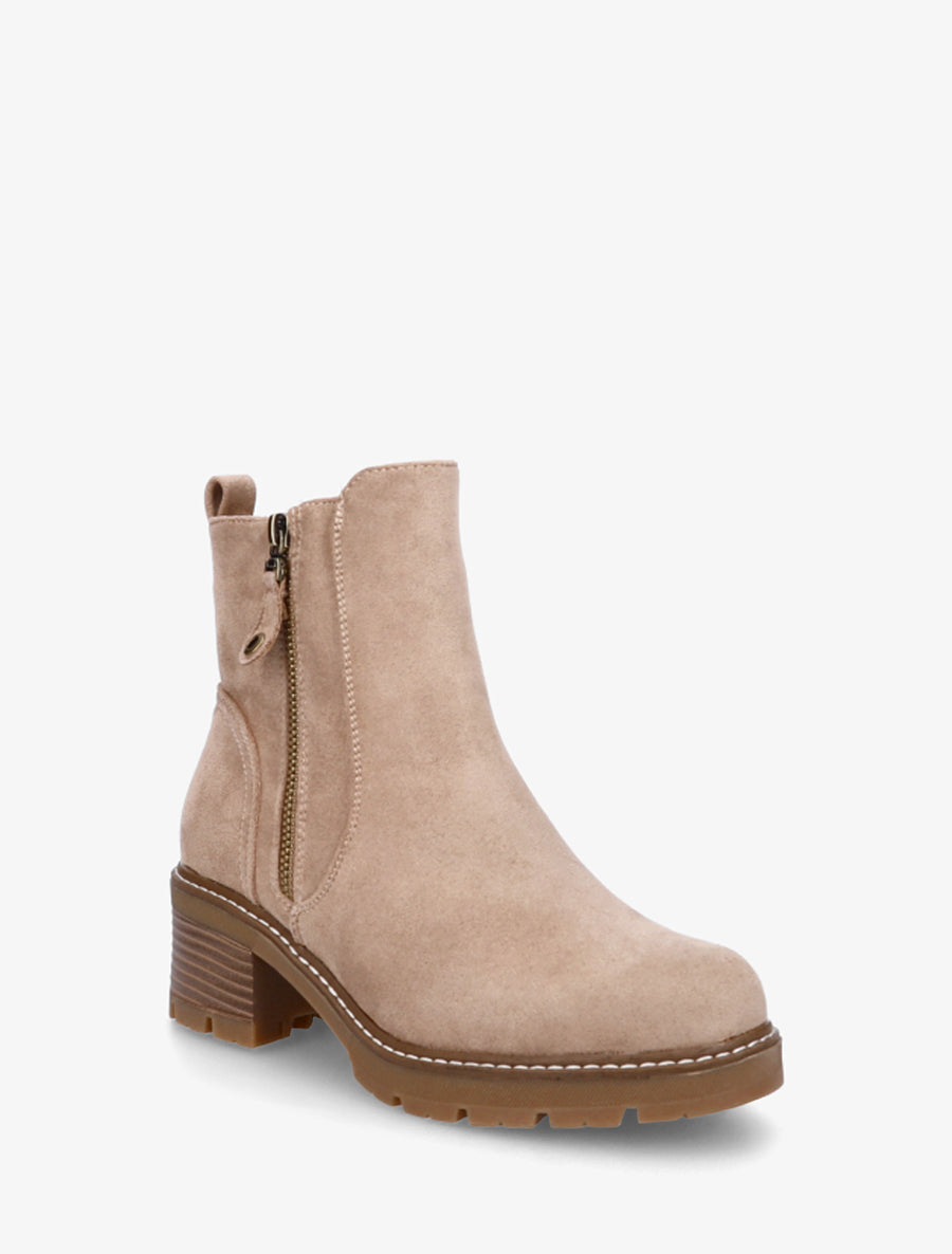 Bottines à talon en suédine - Taupe - 2