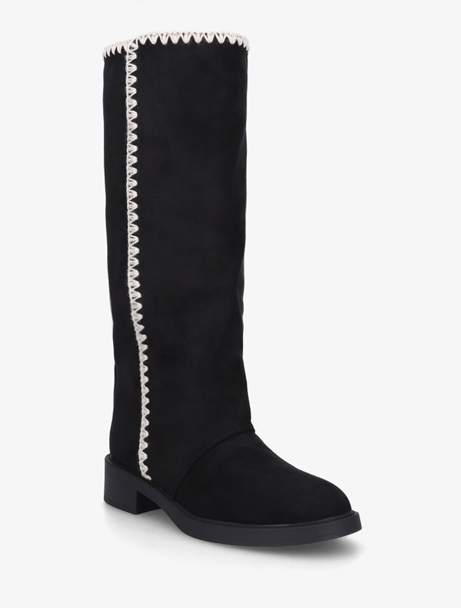 Bottes suédine brodées - Noir - 2