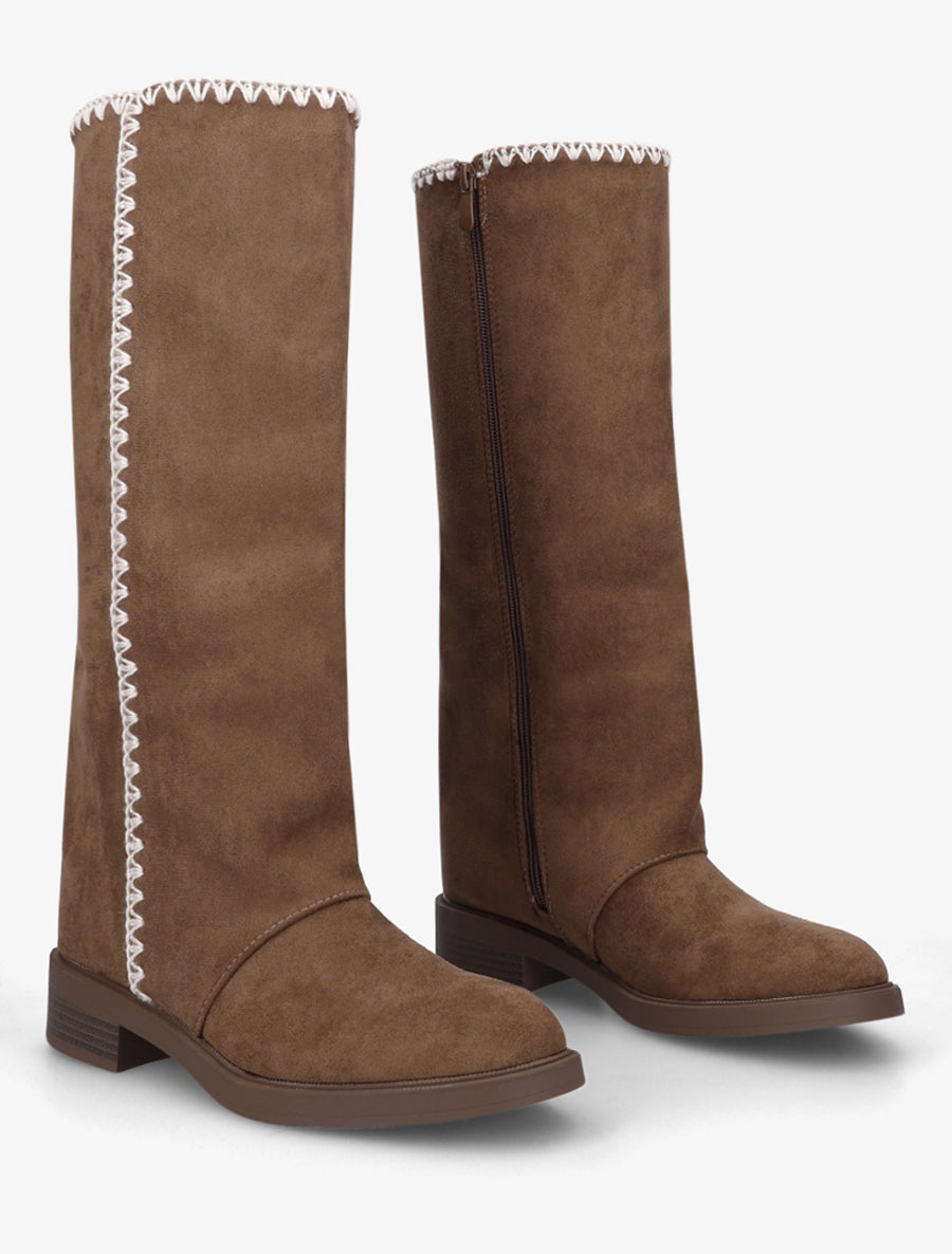 Bottes suédine brodées - Marron - 4