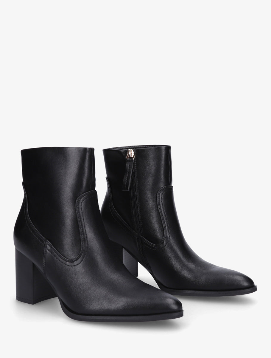 Bottines à talon en simili bouts pointus - Noir - 4