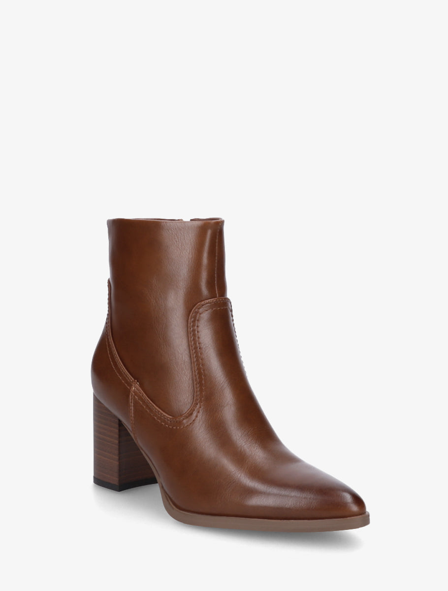 Bottines à talon en simili bouts pointus - Camel - 2