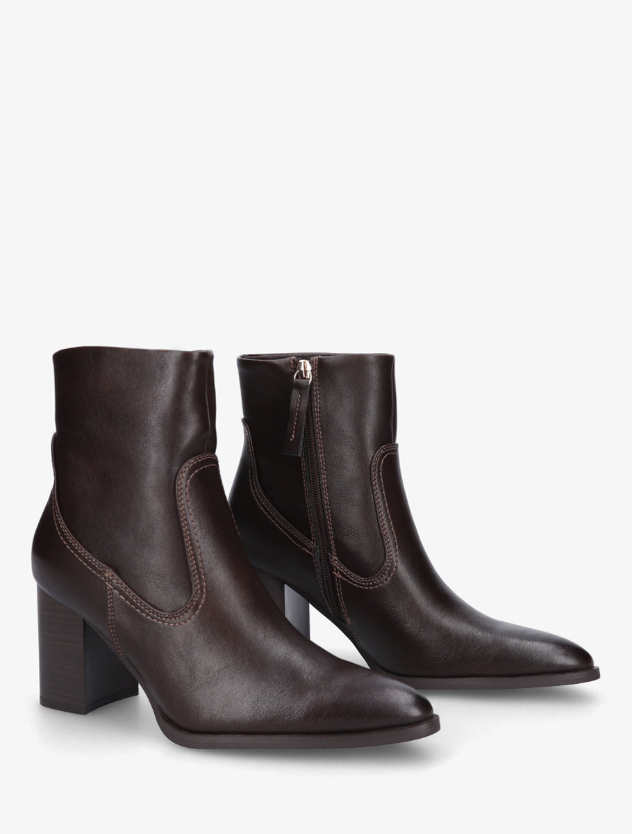 Bottines à talon en simili bouts pointus - Marron - 4