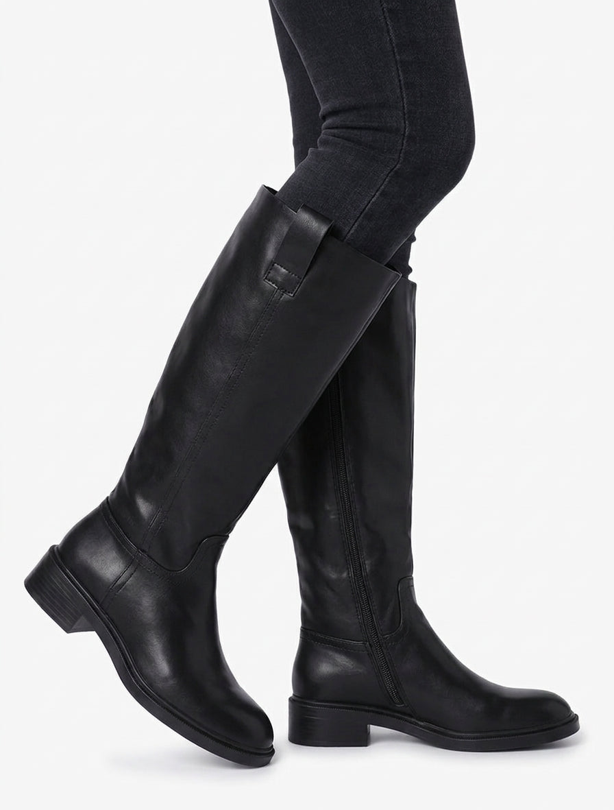 Bottes cavalières en simili - Noir