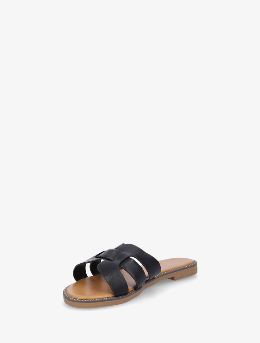 Mules croisées en simili - Noir - 3