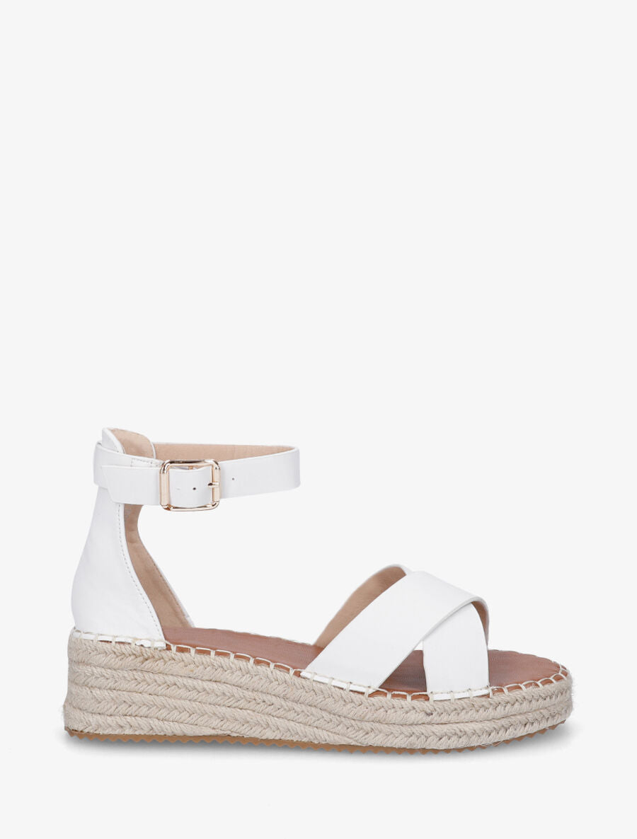 Sandales croisées style espadrille - Blanc - 5