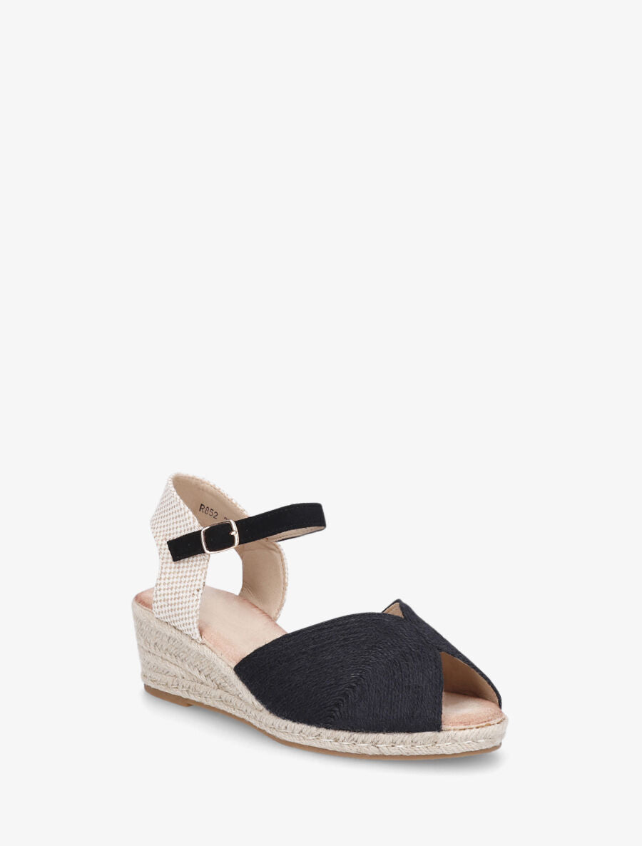 Sandales compensées style espadrille - Noir - 2
