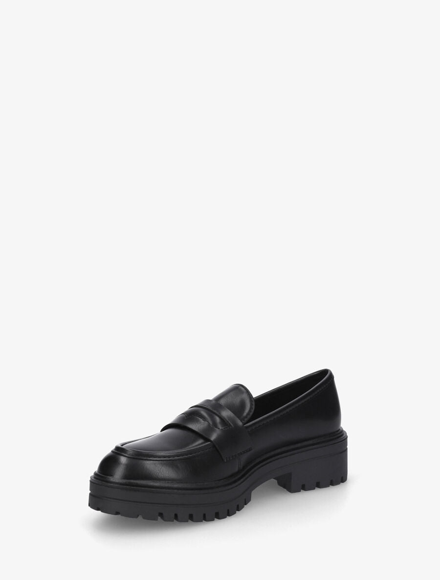 Mocassins en simili talon cranté - Noir - 3