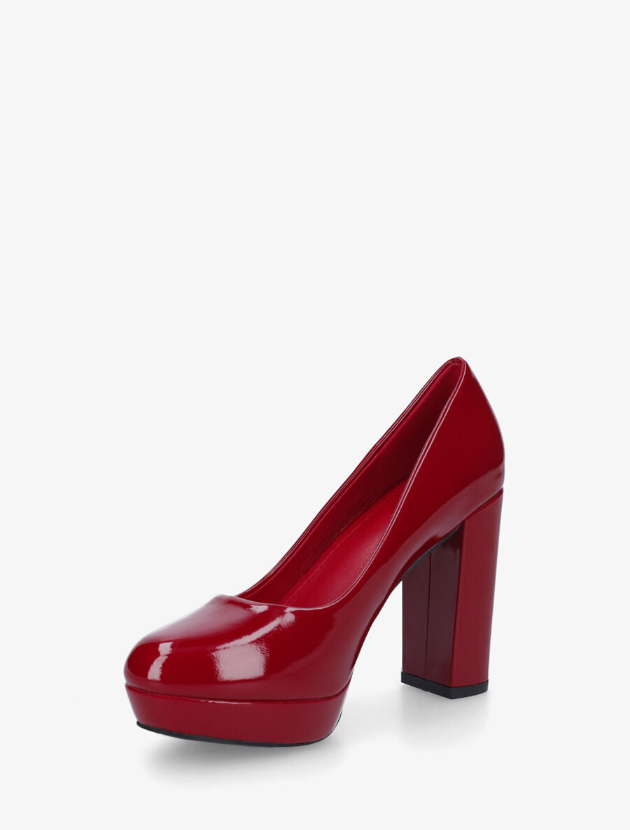 Escarpins vernis à talon épais - Bordeaux - 3